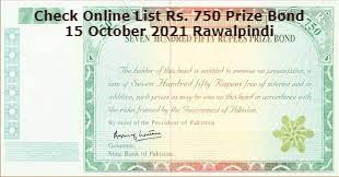 Check Online List Rs. 750 Prize Bond 15 October 2021 Rawalpindi